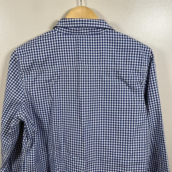 J.Mclaughlin Gingham Button Up Shirt Size 14 Blue Cotton Preppy Work Office - Picture 7 of 9
